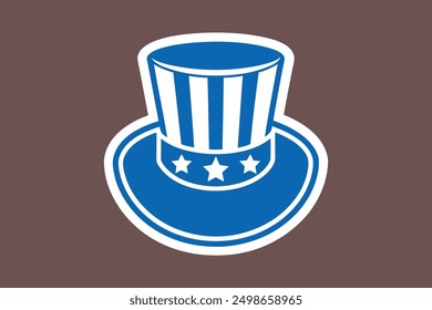 Patriotic Uncle Sam hat vector illustration in cartoon, clipart, and line art styles.