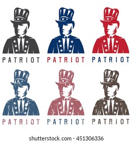 Patriotic Uncle Sam vintage vector labels set