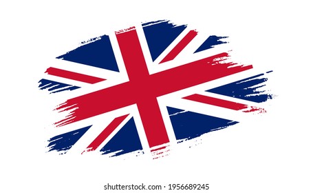 Patriotic of United Kingdom flag in brush stroke effect on white background