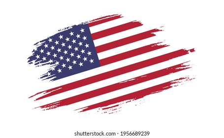 Patriotic of United States of America flag in brush stroke effect on white background