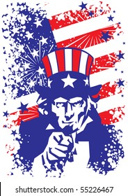 patriotic usa background with uncle sam