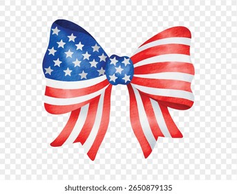 Patriotic USA flag ribbon in watercolor style, perfect for 4th of July celebration vector.