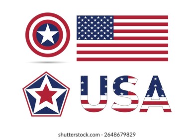 Gráfico Patriótico EUA com escudo Capitão América e estrela.