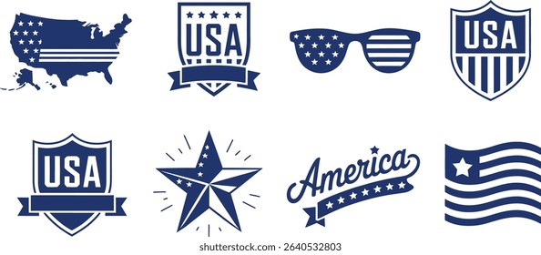 Patriotic USA Icons and Graphics ,  American Symbols Collection