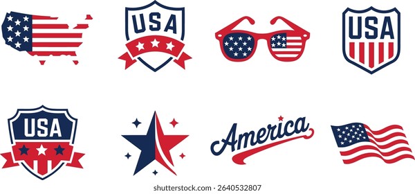 Patriotic USA Icons and Graphics ,  American Symbols Collection