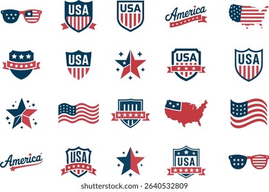 Patriotic USA Icons and Graphics ,  American Symbols Collection