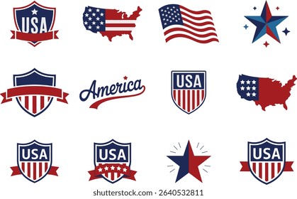 Patriotic USA Icons and Graphics ,  American Symbols Collection