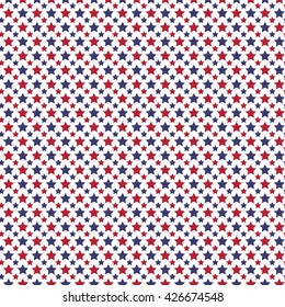 Patriotic USA Seamless Pattern. Vector Wallpaper Background. White, Red, Blue Colors. 4th July Memorial American Independence Day. Star Diagonal Shape. America Wrapping National Pattern. Navy Ornament