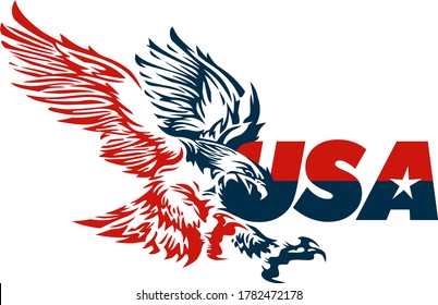 patriotic usa team design with flying eagle
mascot