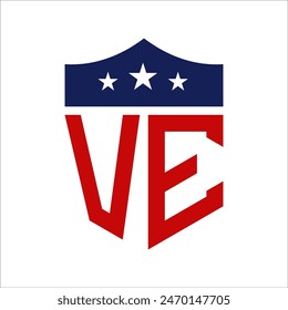 Patriotic VE Logo Design. Letter VE Patriotic American Logo Design for Political Campaign and any USA Event.