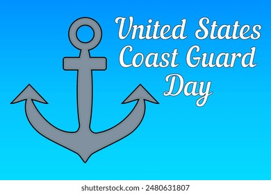 Patriotic vector design for United States Coast Guard Day featuring an anchor. Ideal for holiday celebrations, posters, and event promotions.