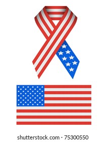 Patriotic Vector USA ribbed ribbon texture Icons isolated on white