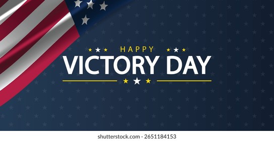 Patriotic Victory Day Poster with Deep Blue Flag Theme