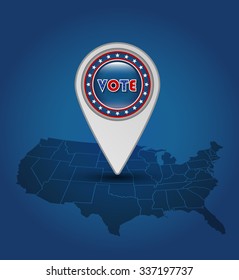 Patriotic Vote Location Pin - USA Map Pointer