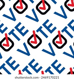 Patriotic Voting Seamless Design Texture for print on transparent background