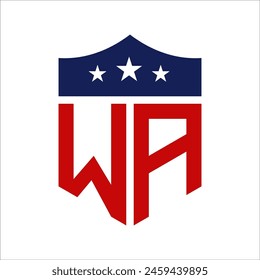 Patriotic WA Logo Design. Letter WA Patriotic American Logo Design for Political Campaign and any USA Event.