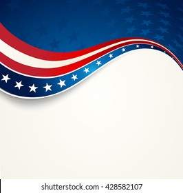 Patriotic wave background. USA flag. Independence Day banner.