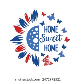 Patriotic Welcome Sign,Round Door Hanger, 4th of July Patriotic Vector , Independence Day badge 