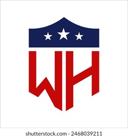Patriotic WH Logo Design. Letter WH Patriotic American Logo Design for Political Campaign and any USA Event.