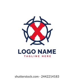 Patriotic X Logo Concept. Letter X American Patriotic Logo Template
