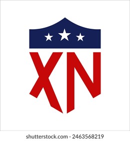Patriotic XN Logo Design. Letter XN Patriotic American Logo Design for Political Campaign and any USA Event.