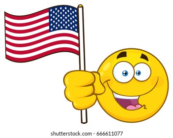 Patriotic Yellow Cartoon Emoji Face Character Stock Vector (Royalty ...