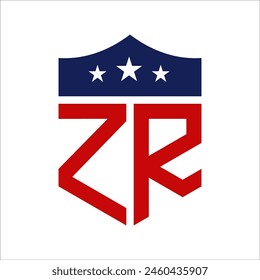 Patriotic ZR Logo Design. Letter ZR Patriotic American Logo Design for Political Campaign and any USA Event.