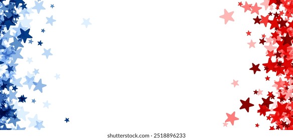 Patriotic-themed border of red and blue stars on the sides, ideal for election or celebration designs with a blank center for text.