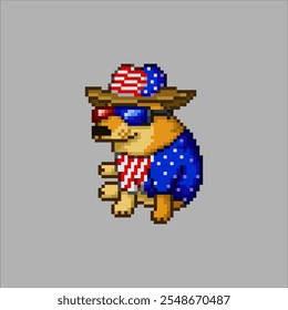 Patriotism American dog, pixel art meme