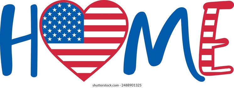 Patriotoc Home. 4th of july illustration vector.