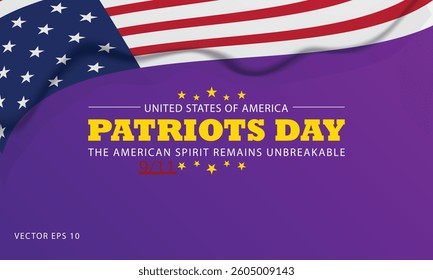 Patriots Day 911 Tribute Banner with USA Flag