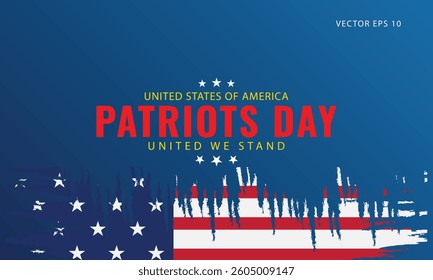 Patriots Day 911 Tribute Banner with Distressed USA Flag