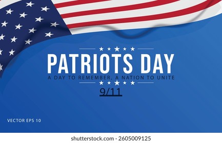 Patriots Day Remembrance Background with American Flag