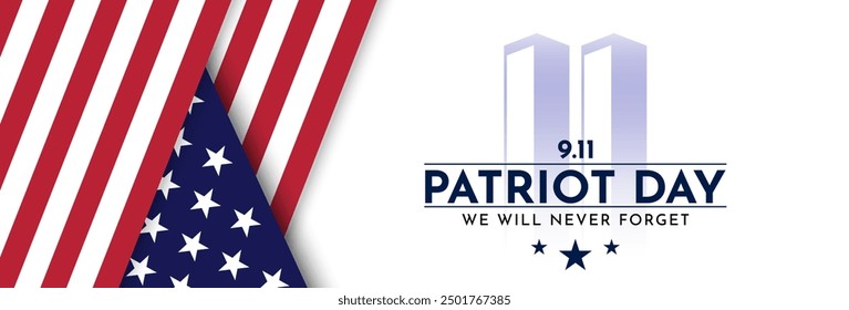 Patriots Day, September 11. Patriot Day background design with American flag. Vector illustration