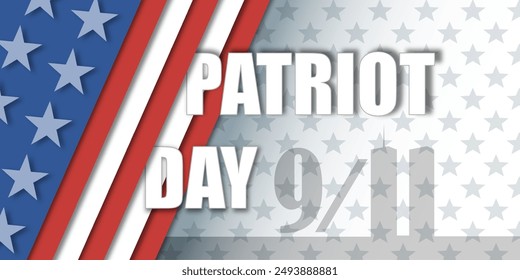 Patriot's day vector background template with America flag close up.