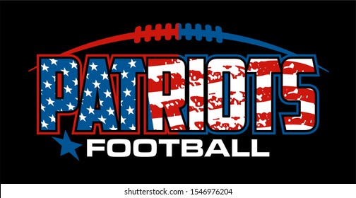 patriots football team design with american flag and laces for school, college or league