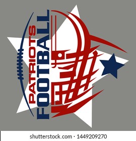 patriots football team design with helmet, stars and facemask for school, college or league