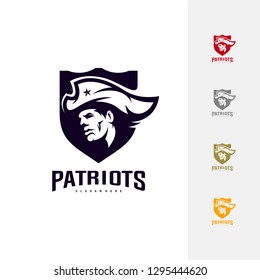 Patriots Logo Design Vector. Head Patriots Logo Design Template. Patriots Shield logo Concept