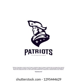 Patriots Logo Design Vector. Head Patriots Logo Design Template. Patriots Shield logo Concept