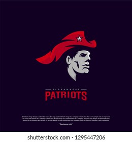 Patriots Logo Design Vector. Head Patriots Logo Design Template. Patriots Shield logo Concept