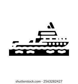 patrol boat ship transport marine glyph icon vector. patrol boat ship transport marine sign. isolated symbol illustration