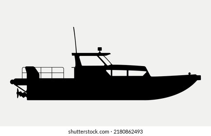 Speeding Motorboat Vector Clipart Set / Outline & Stamp 