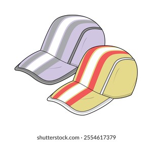 Patrol cap technical flat design vector mockup template.