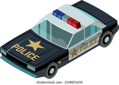 Patrol car front isometric icon. Police auto