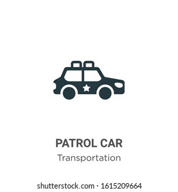 Patrol car glyph icon vector on white background. Flat vector patrol car icon symbol sign from modern transportation collection for mobile concept and web apps design.