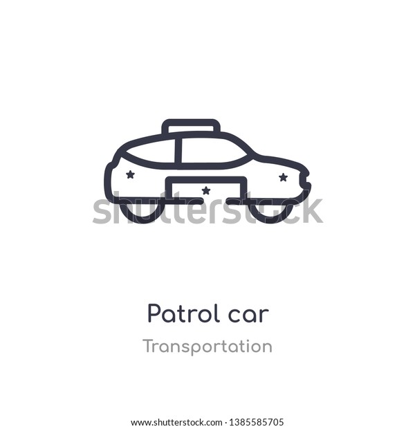 patrol car outline icon. isolated line\
vector illustration from transportation collection. editable thin\
stroke patrol car icon on white\
background