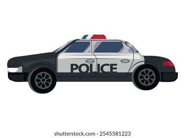 Patrol car side view, Police transport icon, vector illustration with isolated white background.