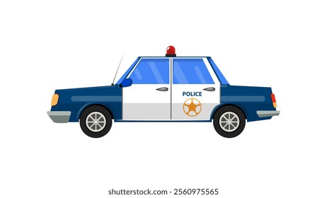 Patrol car side view. Police transport flat style illustration