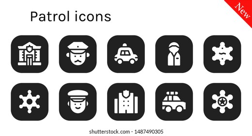 patrol icon set. 10 filled patrol icons.  Simple modern icons about  - Police, Policeman, Police car, Sheriff, Police station