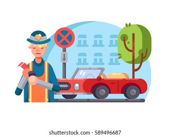 Patrol policeman writes fine